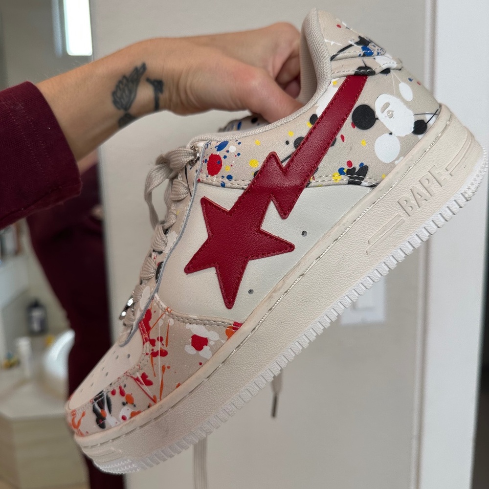 Bapesta Low 'Paint Splatter - Ivory'